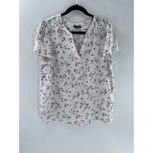 Women's Hillary Radley White Floral Short Sleeve Top Size L